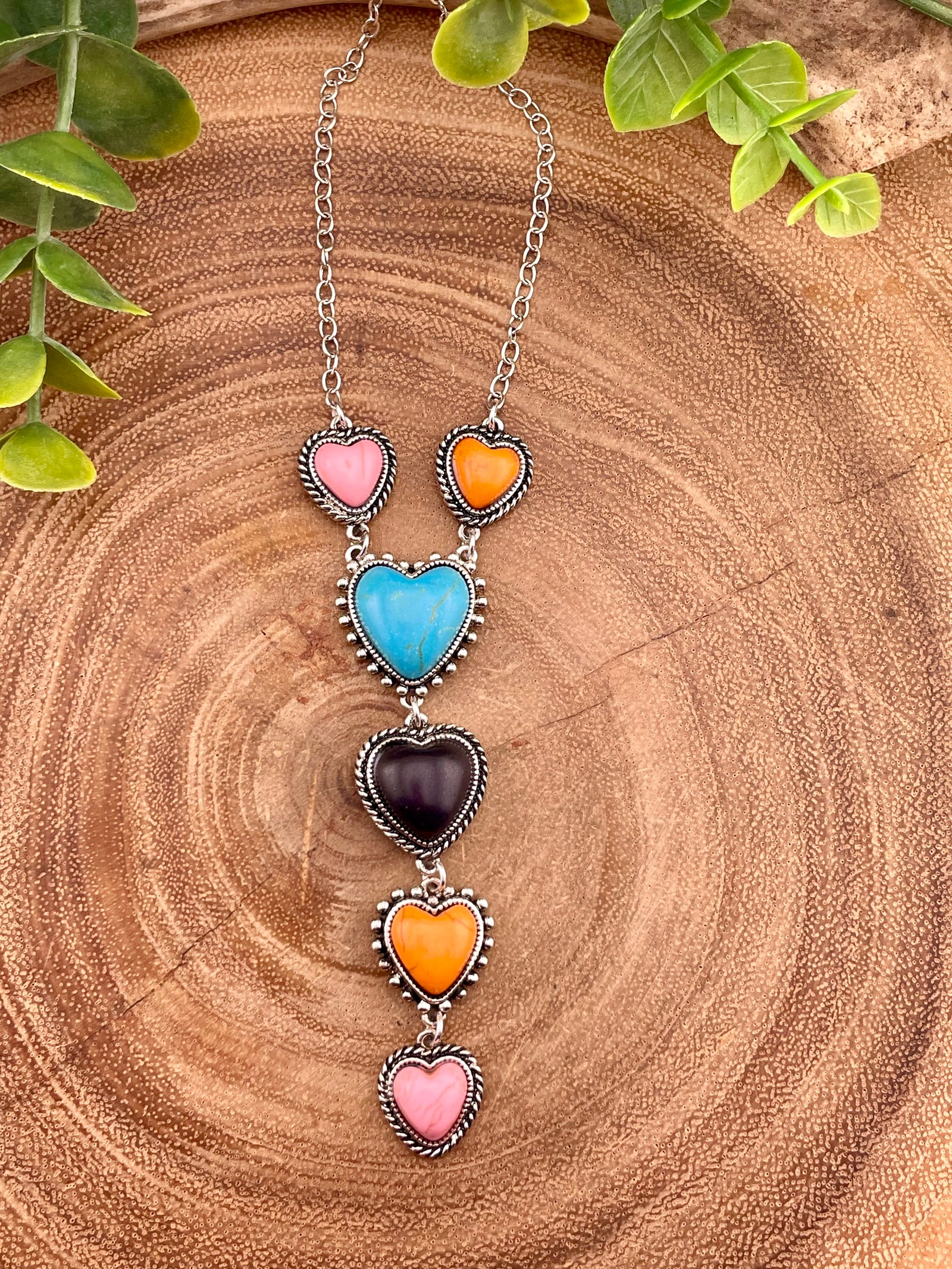 Bergan Multi Linked Heart Y Necklace - 18"