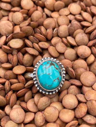 Goffstown Sterling Dot Framed Turquoise Ring