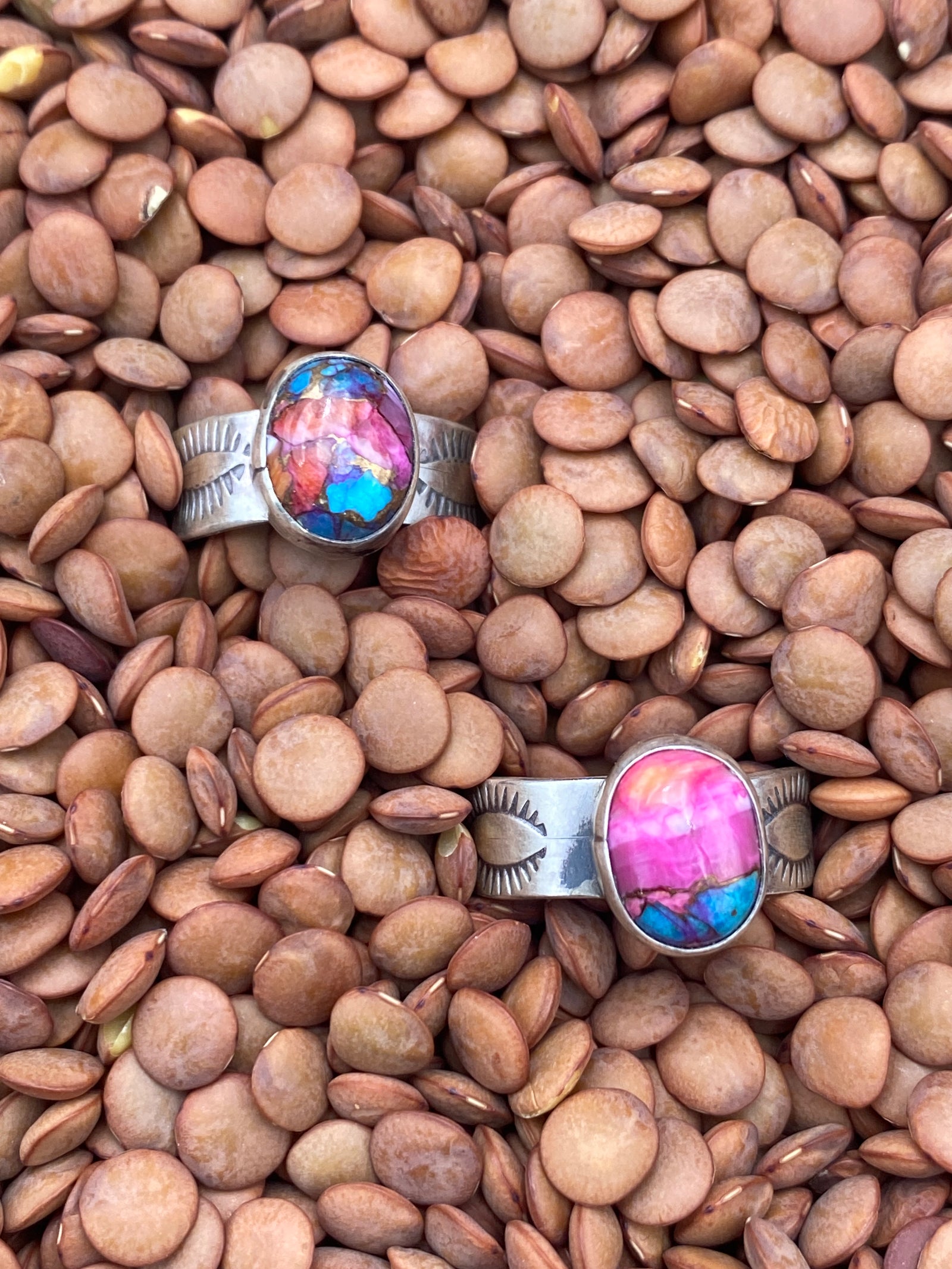 Auriel Lash Stamped Pink Dahlia Mojave Sterling Ring