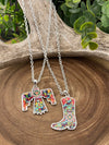 Franklin Fashion Aztec Boot Necklace & Fish Hook Earrings