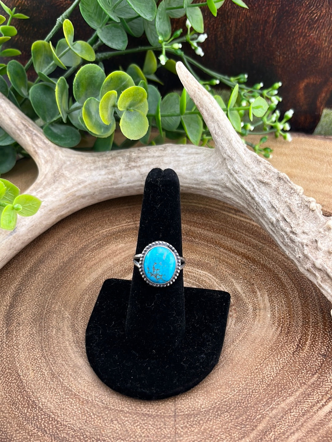 Isle Royale Sterling Dot Framed Turquoise Ring