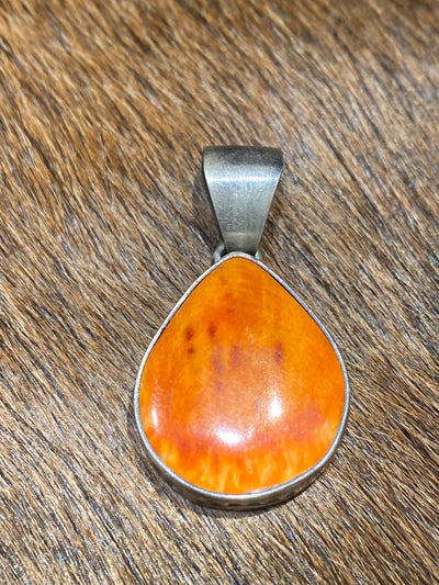 Custer Stamped Sterling Spiny Stone Pendant