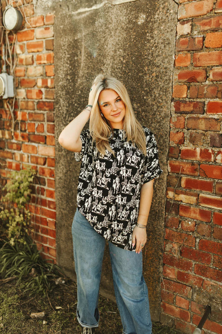 Dusk Desert Cuffed Sleeve Top