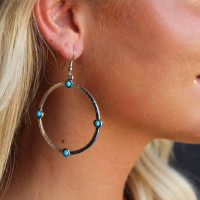 Hoop Turquoise Dotted Earrings