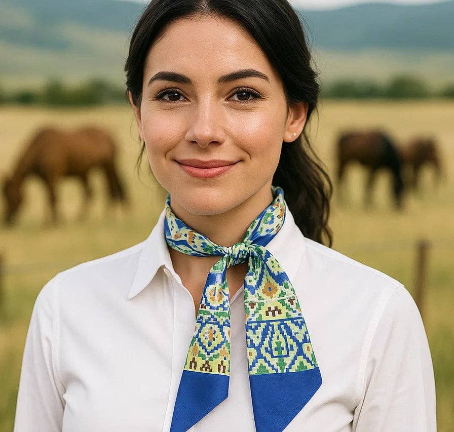 Blue and Green Western Skinny Mini Wild Rag Scarf / Cowgirl Necktie #TW122