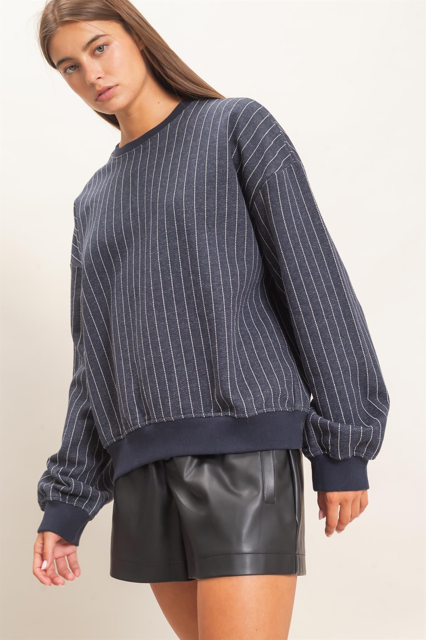 Chester Pinstripe Classic Crewneck Sweatshirt