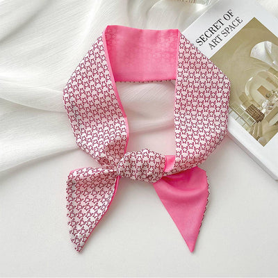 Pink Floral Skinny Scarf – Hair Tie & Bag Ribbon_CWASC0708