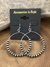 Empetrum Fashion 3mm Wire Navajo Pearl Hoop Earrings - 1.6"