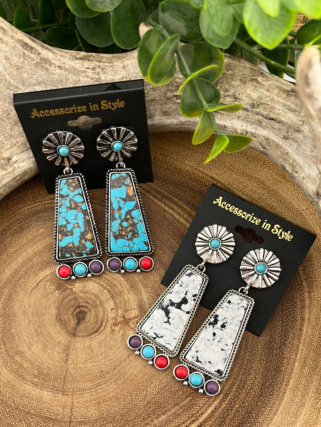 Chinook Handmade Concho Post Trapezoid Earrings