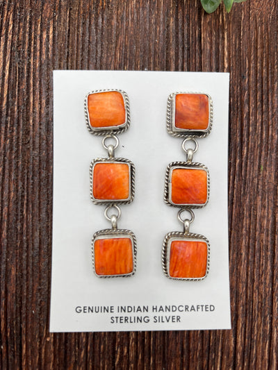 Valencia Triple Linked Spiny Earrings