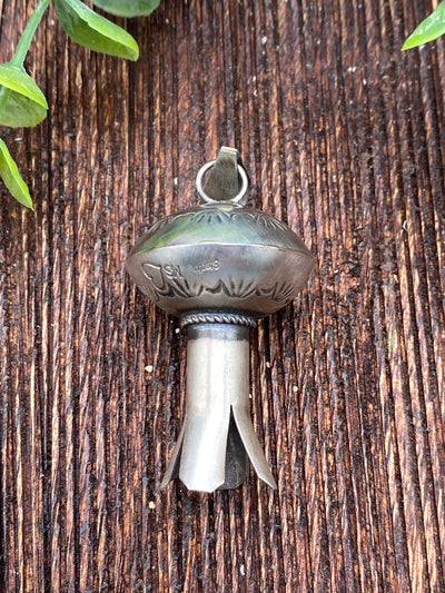 Presidio Large Stamped Sterling Flute Blossom Pendant - 2.5"