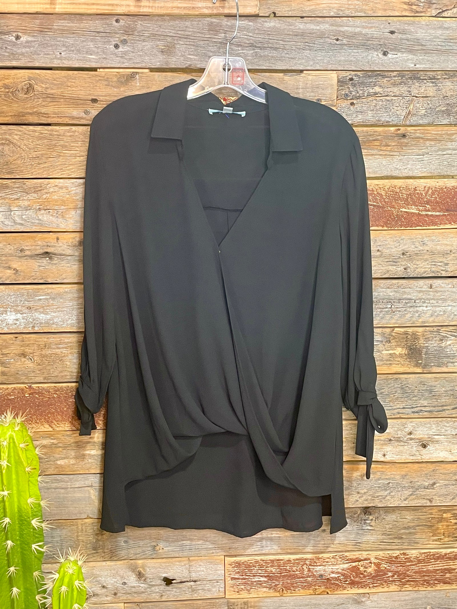 Adele Bow Sleeve High Low Drape Blouse - Medium