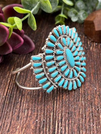 Lindale Turquoise Cluster Sterling Double Cuff