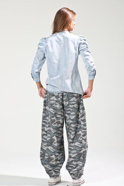 Camo Printed Barrel Pants