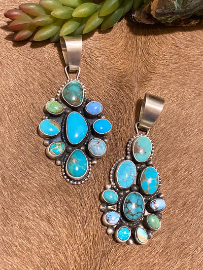 Marion Turquoise Cluster Sterling Pendant