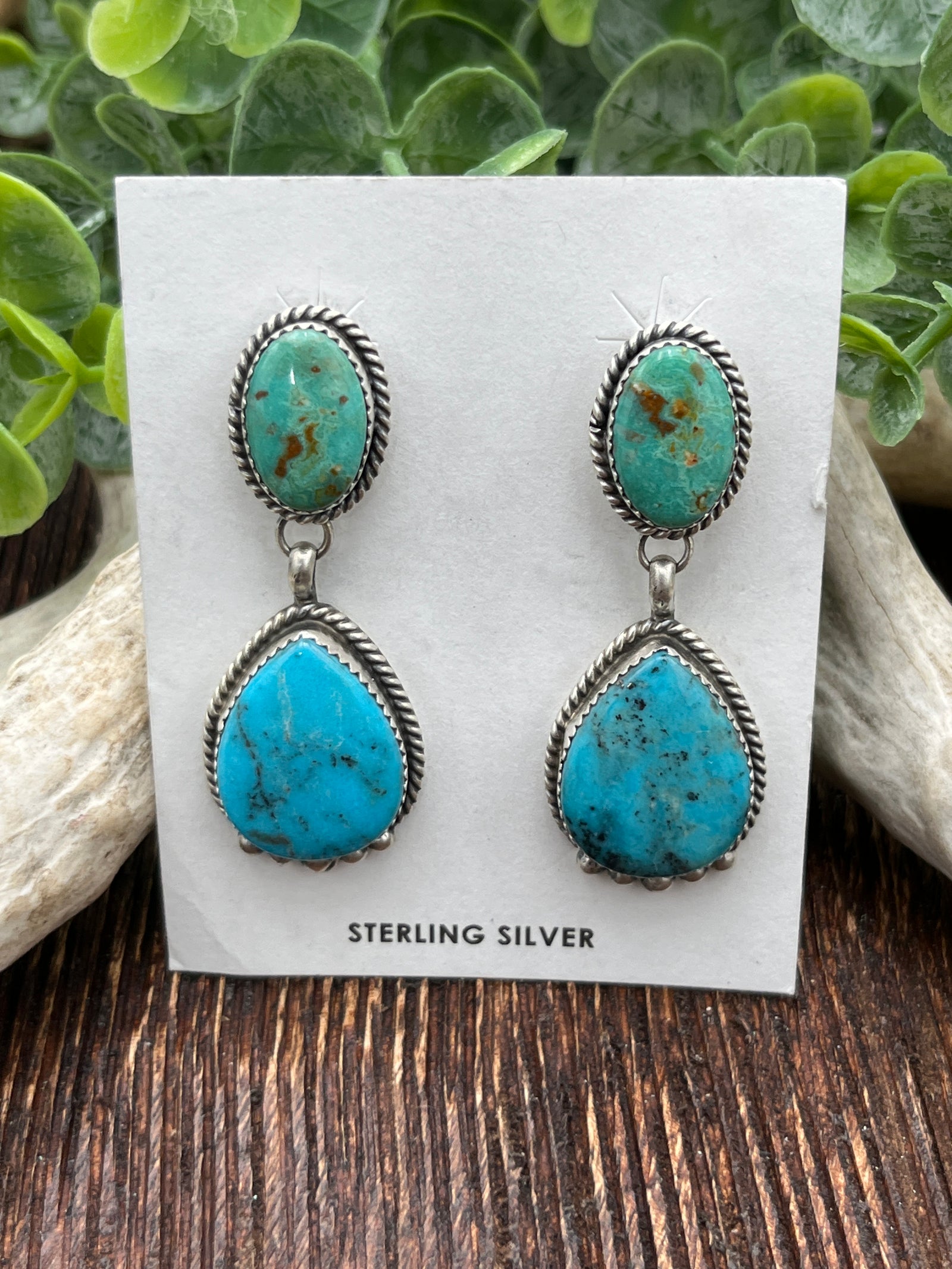 Sandpoint Kingman Turquoise Oval Post Teardrop Earrings