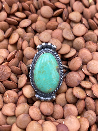 Envious Sterling Rope Frame Single Stone Turquoise Ring