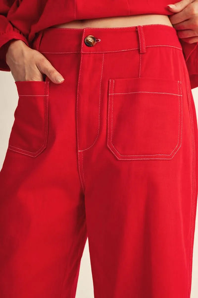 Red Peplum Blouse & Pants