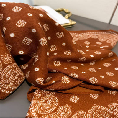 Paisley Herringbone Pattern Silk Scarf