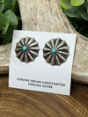 Vail Concho Fan Earrings With Turquoise Center - 1"