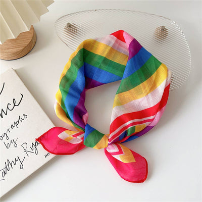 Cotton Linen Floral Square Scarf for Women_CWASC0852