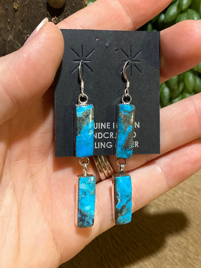Stonegate Sterling Double Turquoise Bar Earrings - 2.5"