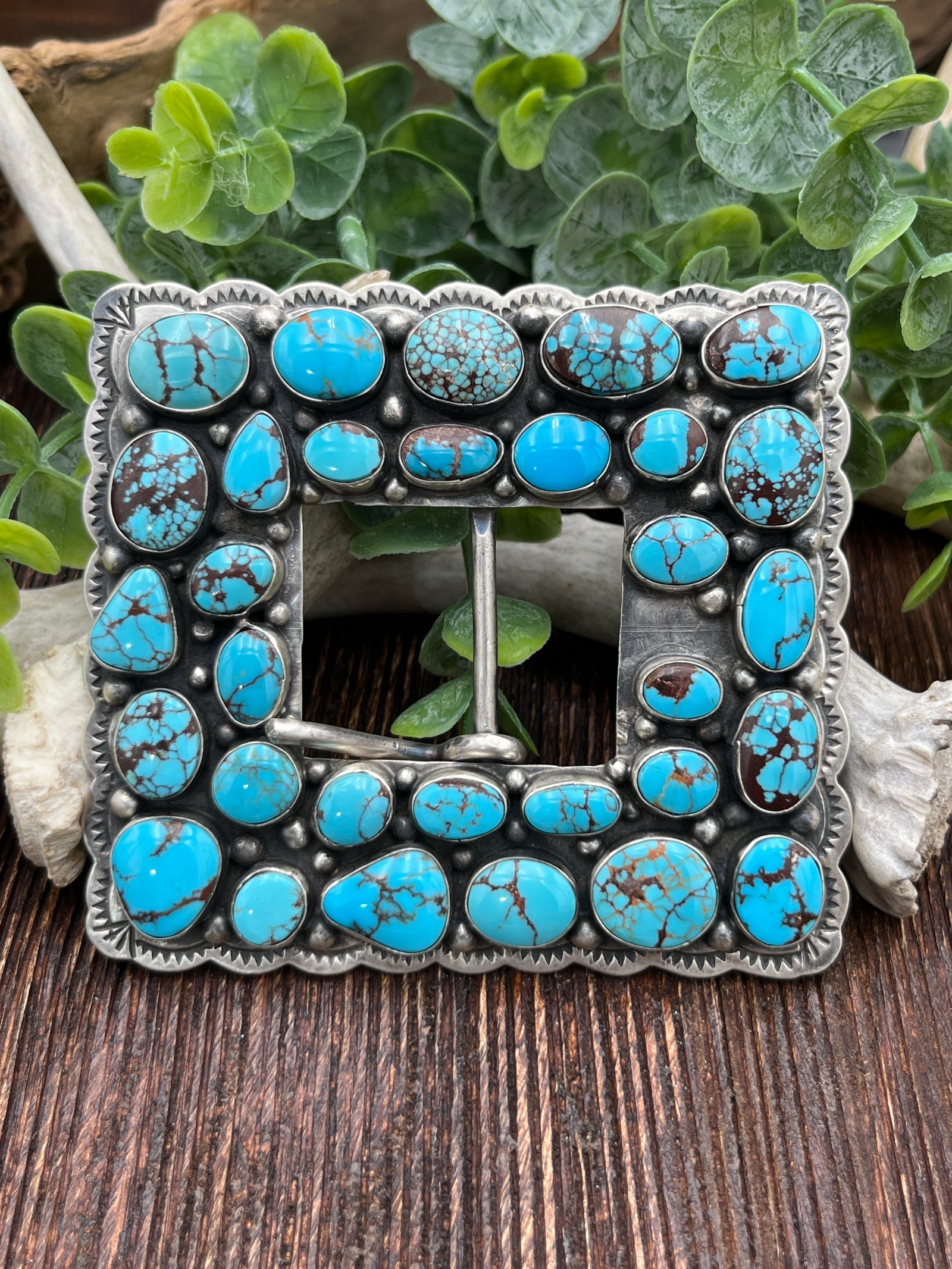Make A Statement Turquoise Cluster Belt Buckle