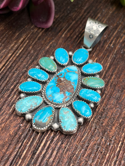Kazan Sterling Turquoise Teardrop Cluster Pendant