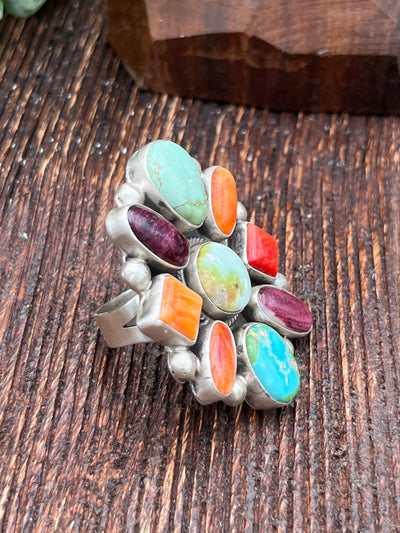 Norah Multi Stone Turquoise Spiny Rings