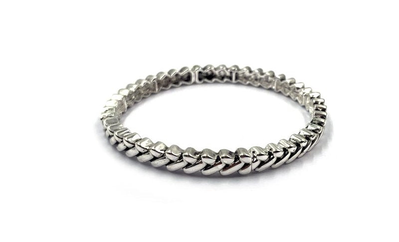 fashion silver stretch bracelet on white backcground