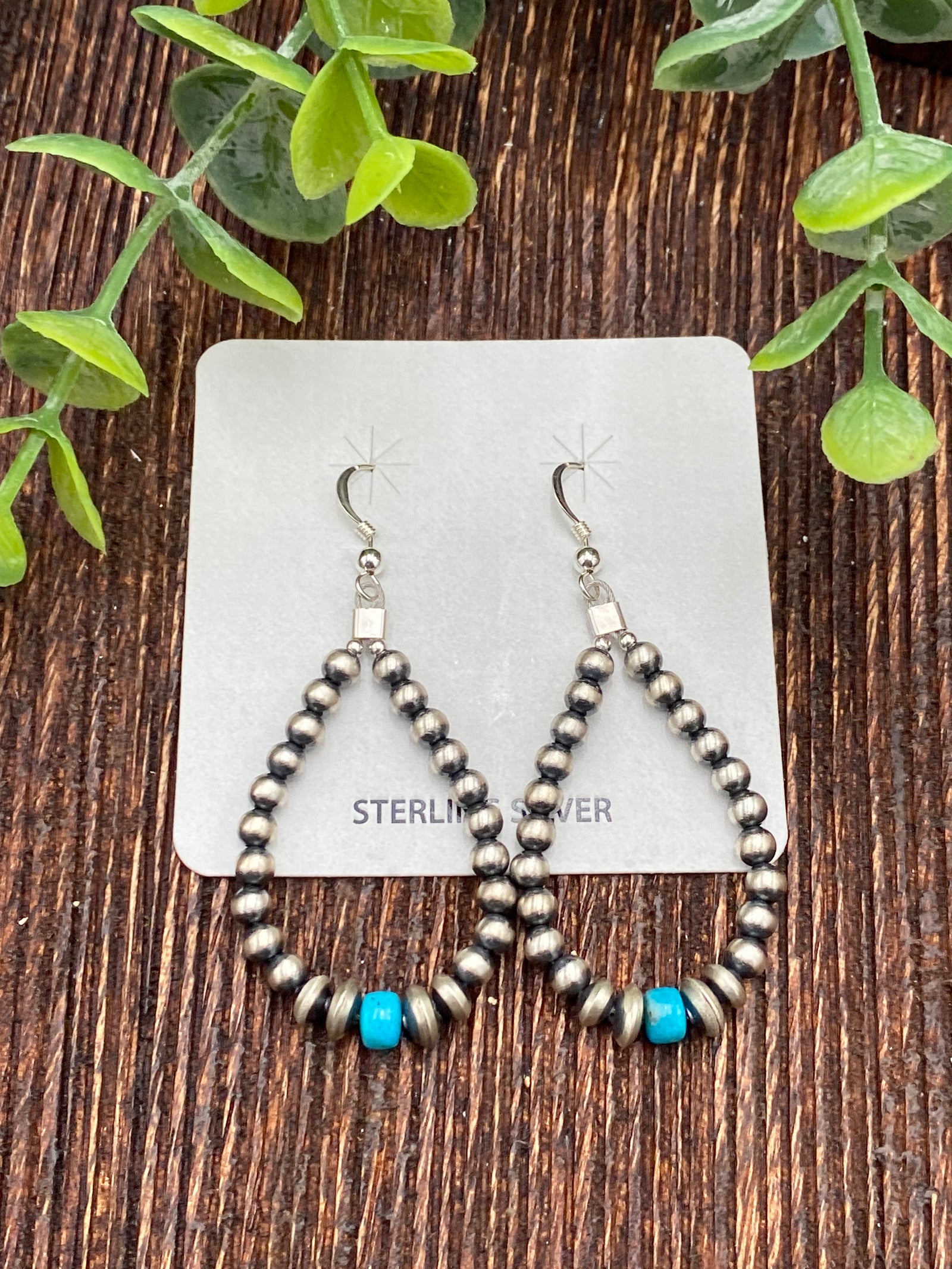 Norah 4mm Navajo Teardrop Earrings Center Saucers & Turquoise - 2.25