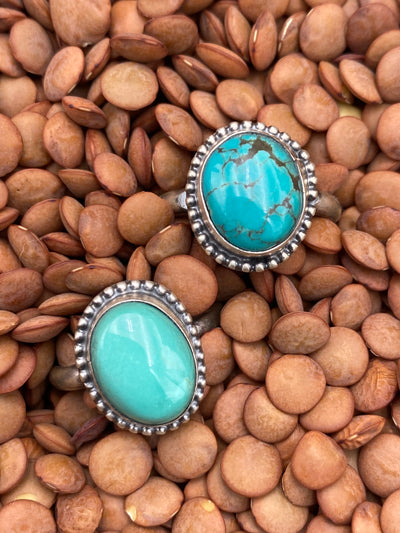 Goffstown Sterling Dot Framed Turquoise Ring