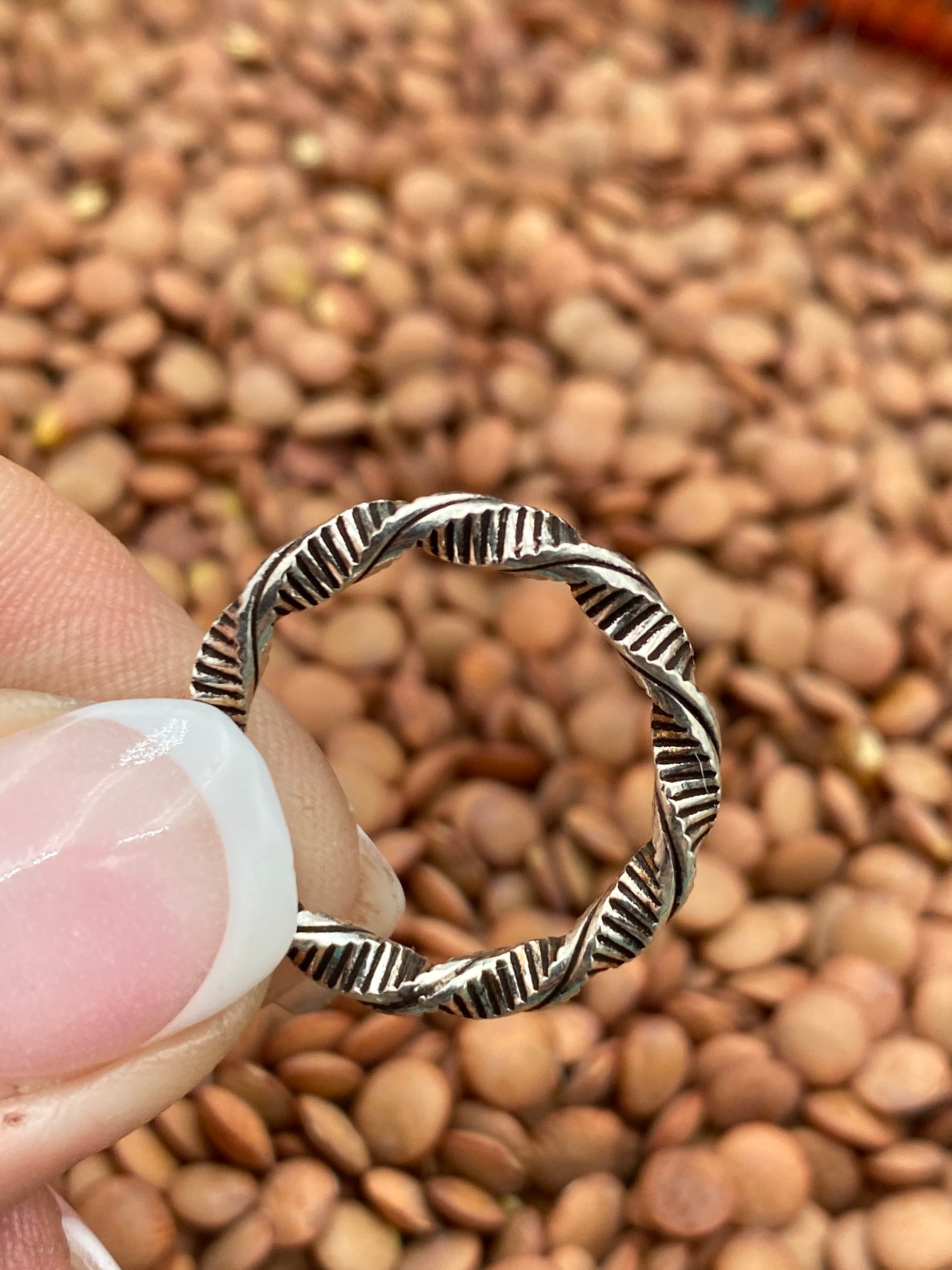 Everly Sterling 3mm Twisted Stamped Ring - Size 6.5