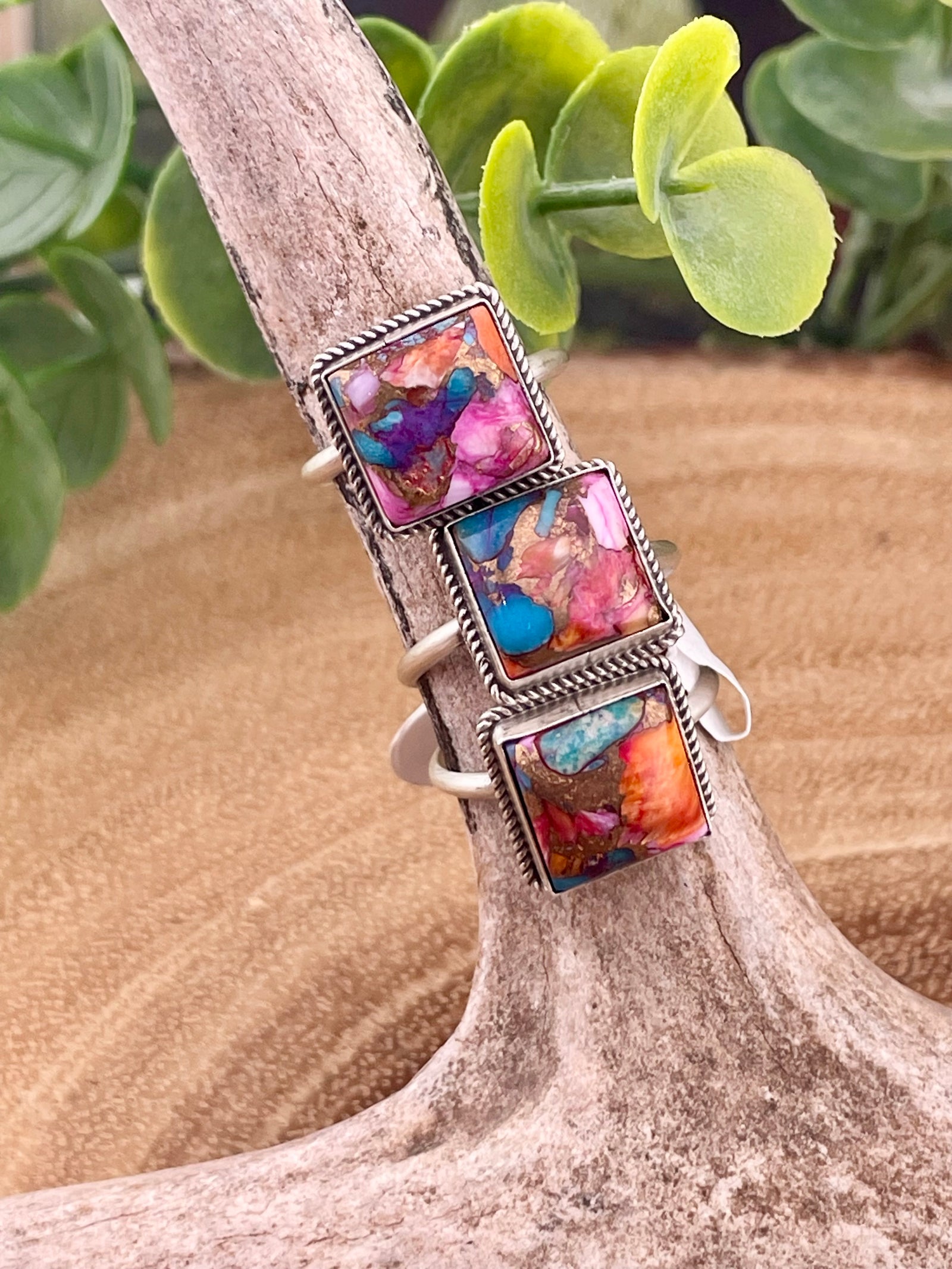 Viviane Sterling Square Turquoise Mojave Mix Sterling Ring