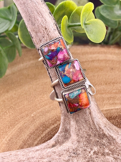 Viviane Sterling Square Turquoise Mojave Mix Sterling Ring