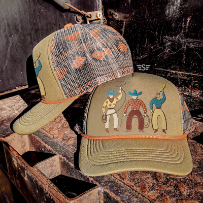 Neutral Vintage Cowboy Magna Pony® Mesh Foam Trucker Hat