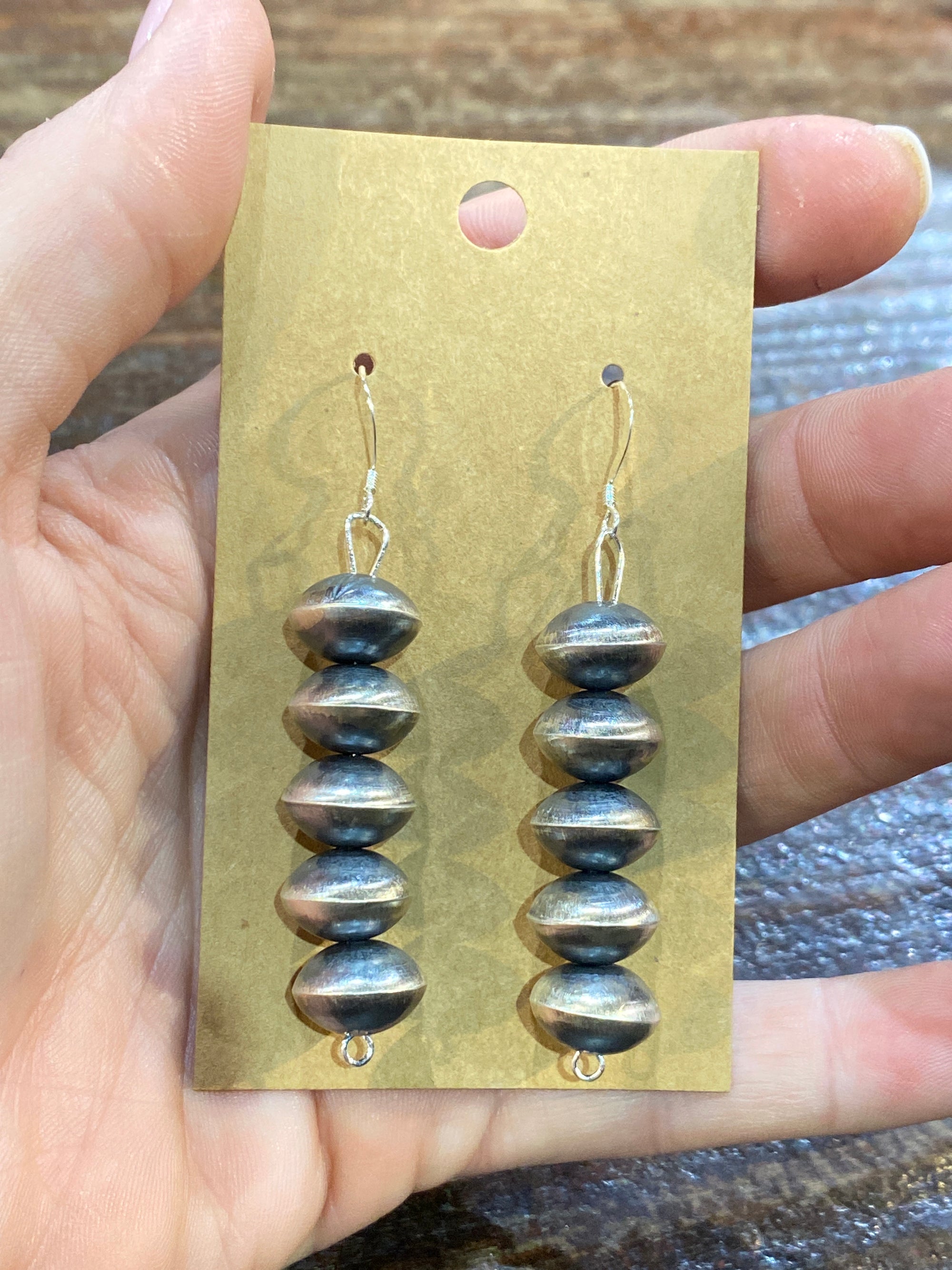 Columbia Stacked Navajo Saucer Fish Hook Earrings - 2.5"