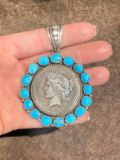 Vancouver Turquoise Surround Large Liberty Coin Pendant