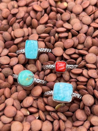 Brittany Assorted Single Stone Stamped Sterling Band Rings - Size 8