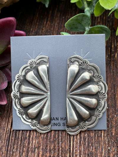 Cafferty Sterling Half Concho Earring