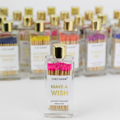 Make A Wish Matches - Glass Bottle Matchsticks - Bright Pink