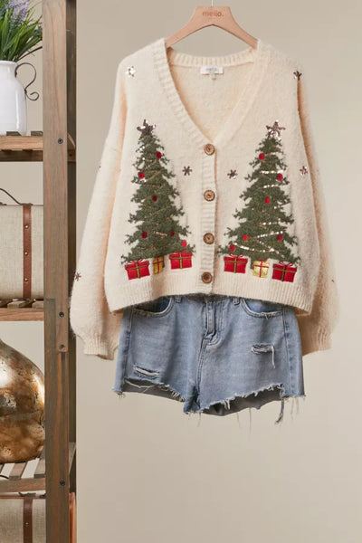 Ivory Christmas Tree Cardigan