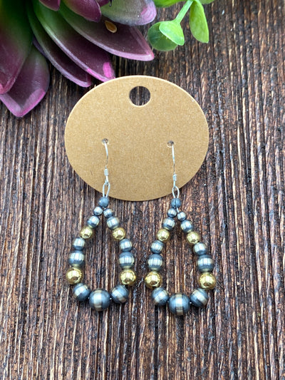 Gala Sterling Navajo Teardrop Earrings With Gold Accents