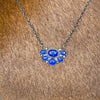 Lapis Sterling Link Chain Half Cluster Stone Pendant