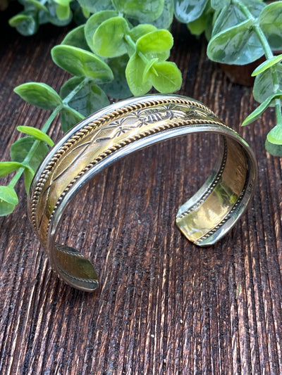 Vista Sterling Silver & Stamped Gold Cuff