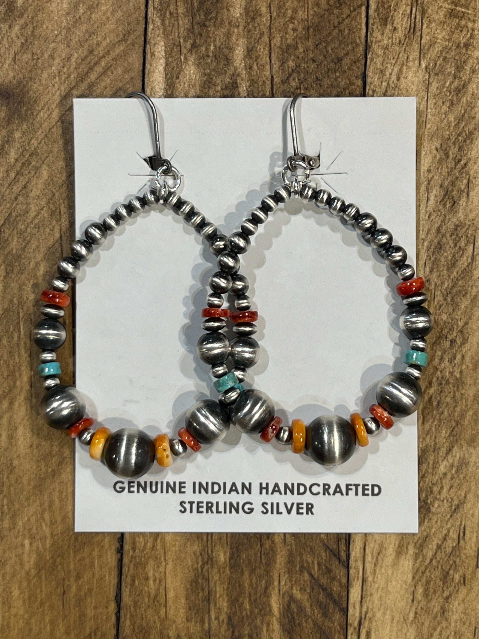 Jewett Sterling Navajo Turquoise & Spiny Teardrop Earrings