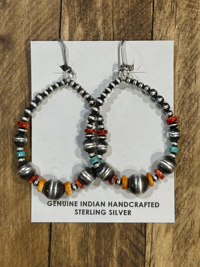 Jewett Sterling Navajo Turquoise & Spiny Teardrop Earrings