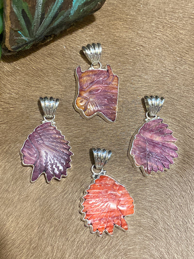 Marna Carved Spiny Sterling Pendant