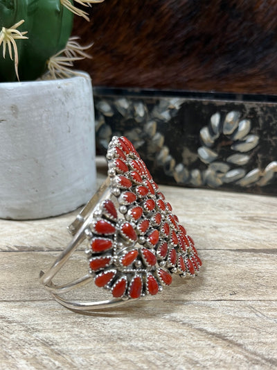 West Nueces Coral & Sterling Silver Statement Cuff