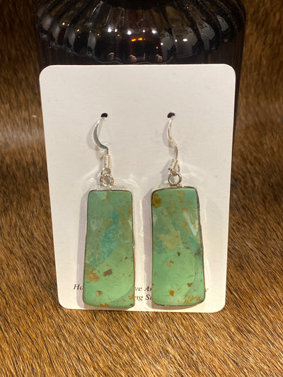 Santo Domingo Sterling Edge Turquoise Slab Earrings - Large